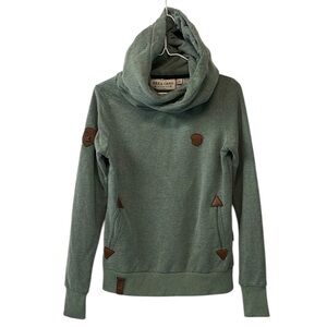 Naketano Hoodie‎ Sweatshirt Womens Sz Sm Green Pullover Long Sleeves Knit Casual